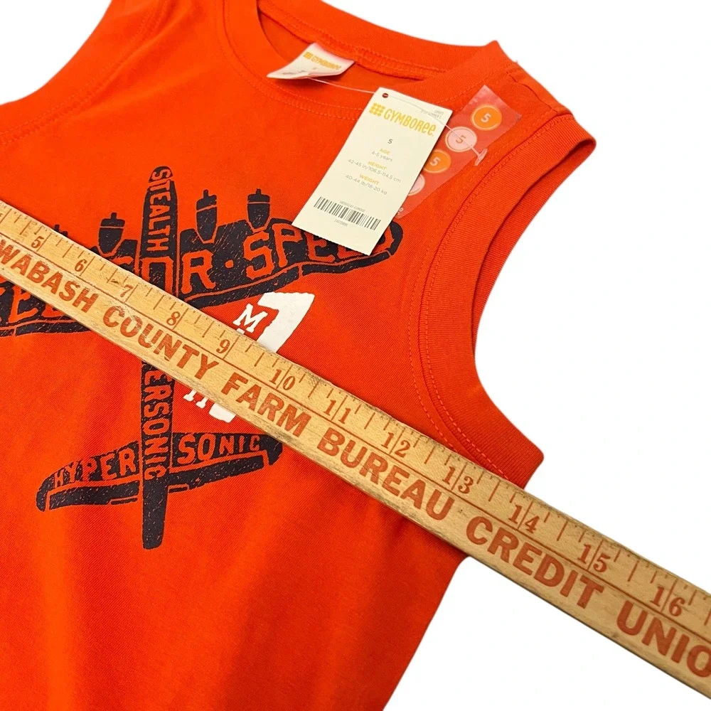 Gymboree Boys Youth Orange Airplane Muscle Tank Top Shirt Size‎ 5 Summer NWT